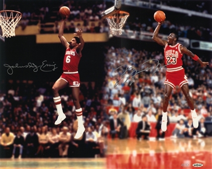 Michael Jordan/Dr. J Dual-Signed 16 x 20 Poster - L/E 103/150 (UDA)